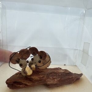 Natural mixed media woodsy pine cones‎ folk art MINIATURE  Signed & Numbered